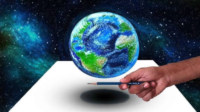 A Hand Holding Earth Drawing