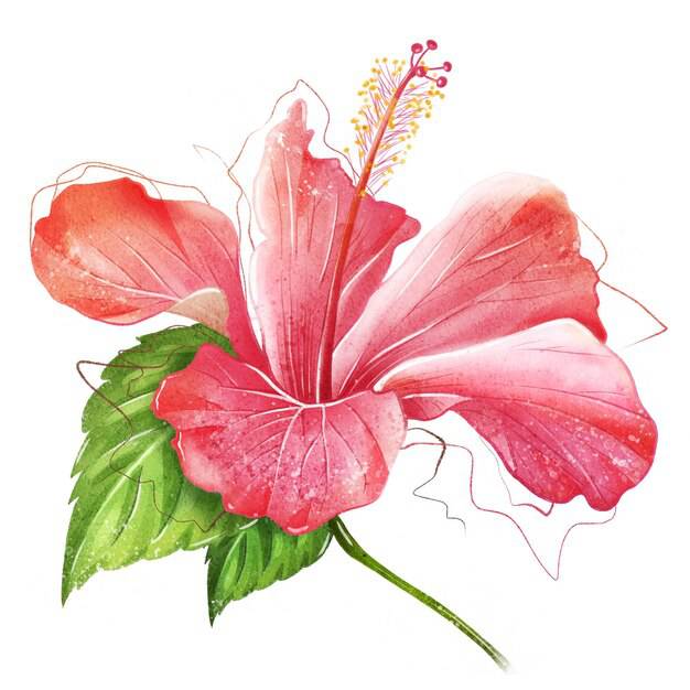 Black And White Hibiscus Flower Drawing