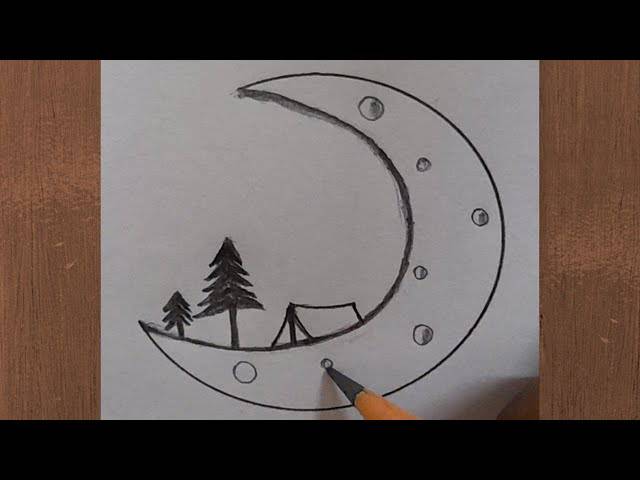 Crescent Moon Drawing Simple