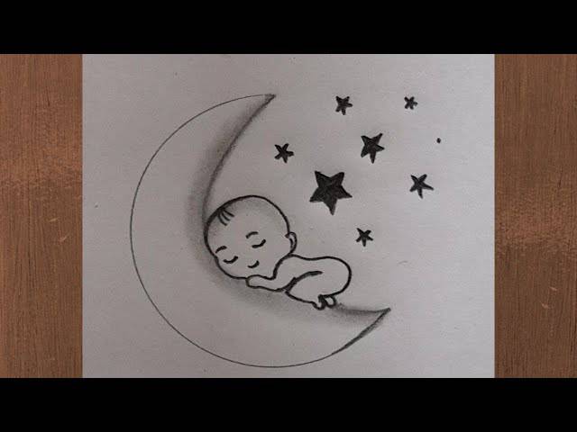 Crescent Moon Realistic Drawing