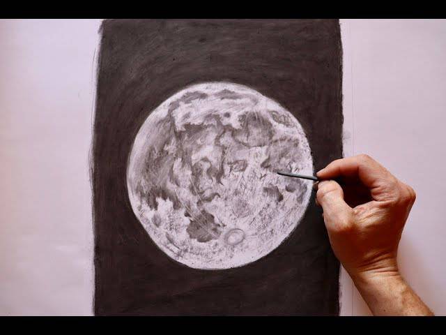 Drawing Of Moon With Colour