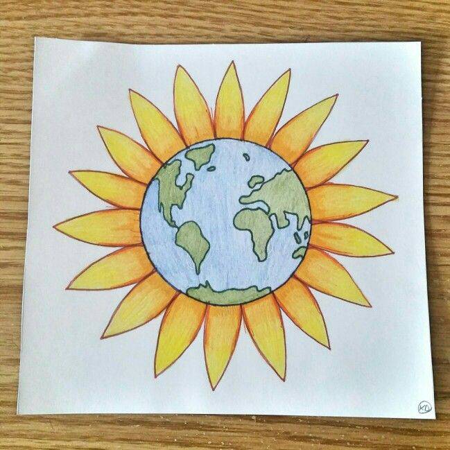 Earth Drawing Easy Step By Step