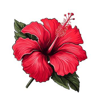 Hibiscus Flower Leaf Drawing