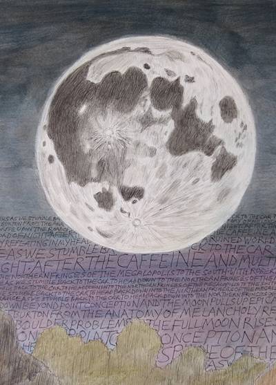 Wolf And Moon Drawing